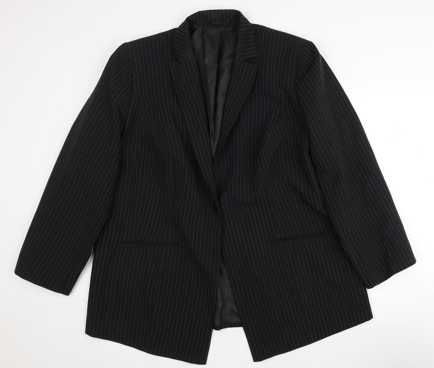 Essence Women's Black Pinstripe Blazer Size 16