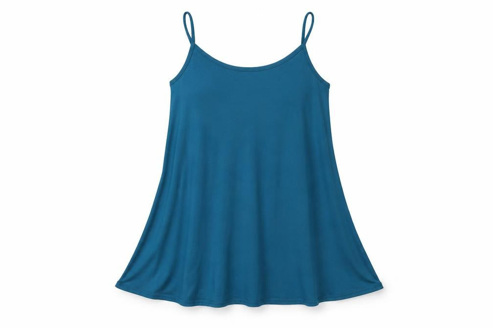 Front view of Brezza Women's Blue Slim-fit Camisole Tank Top