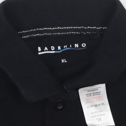 BadRhino Men's Black Polo Shirt XL Solid Casual