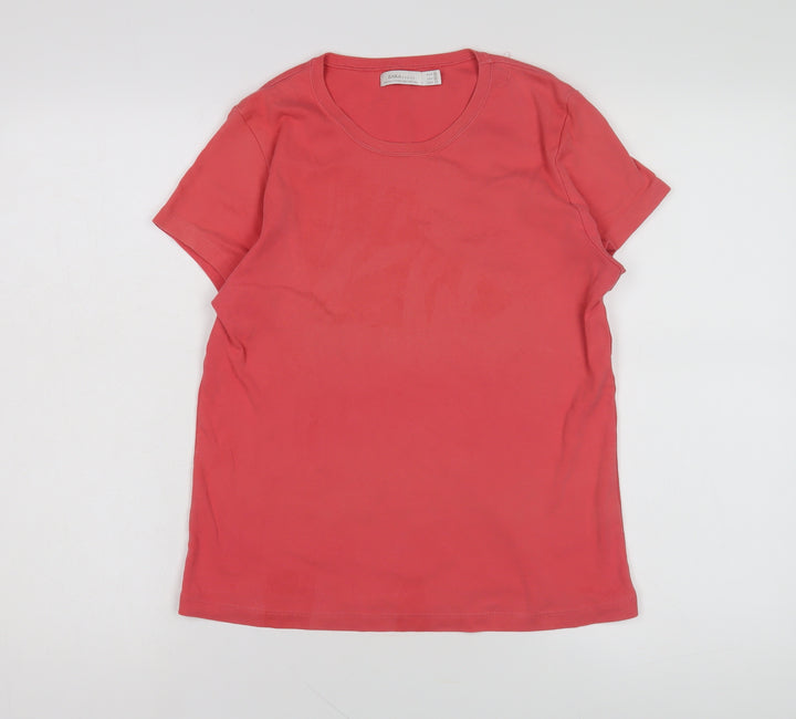 Zara Basic Women's Red T-Shirt, Size 14, Casual Style