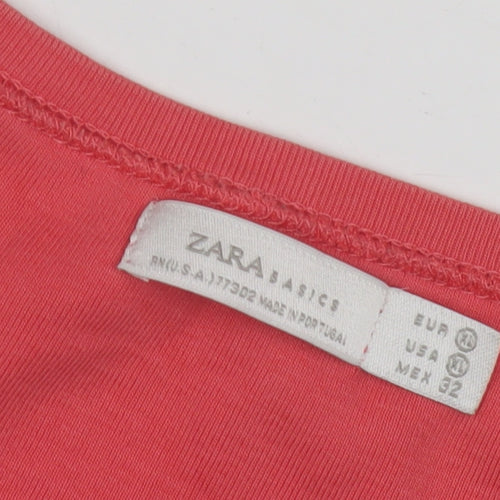 Zara Basic Women's Red T-Shirt, Size 14, Casual Style