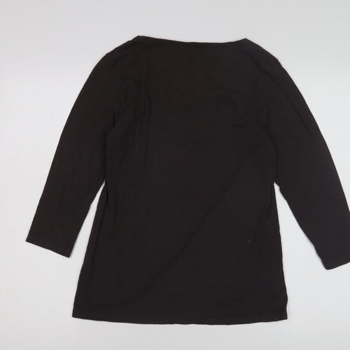 Fat Face Women's Black 3/4 Sleeve Scoop Neck Top