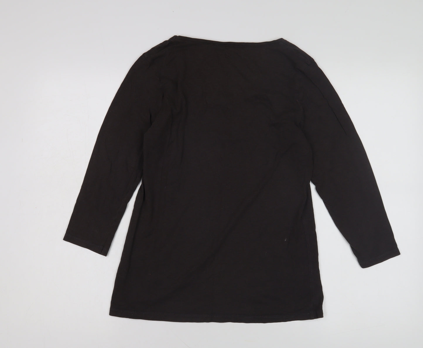 Fat Face Women's Black 3/4 Sleeve Scoop Neck Top