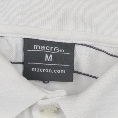 Macron Men's White Striped Polo Shirt M