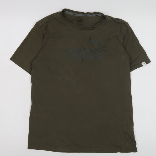 Puma Men's XS Green Cotton Crew Neck T-Shirt