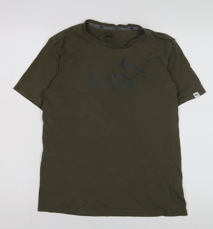 Puma Men's XS Green Cotton Crew Neck T-Shirt