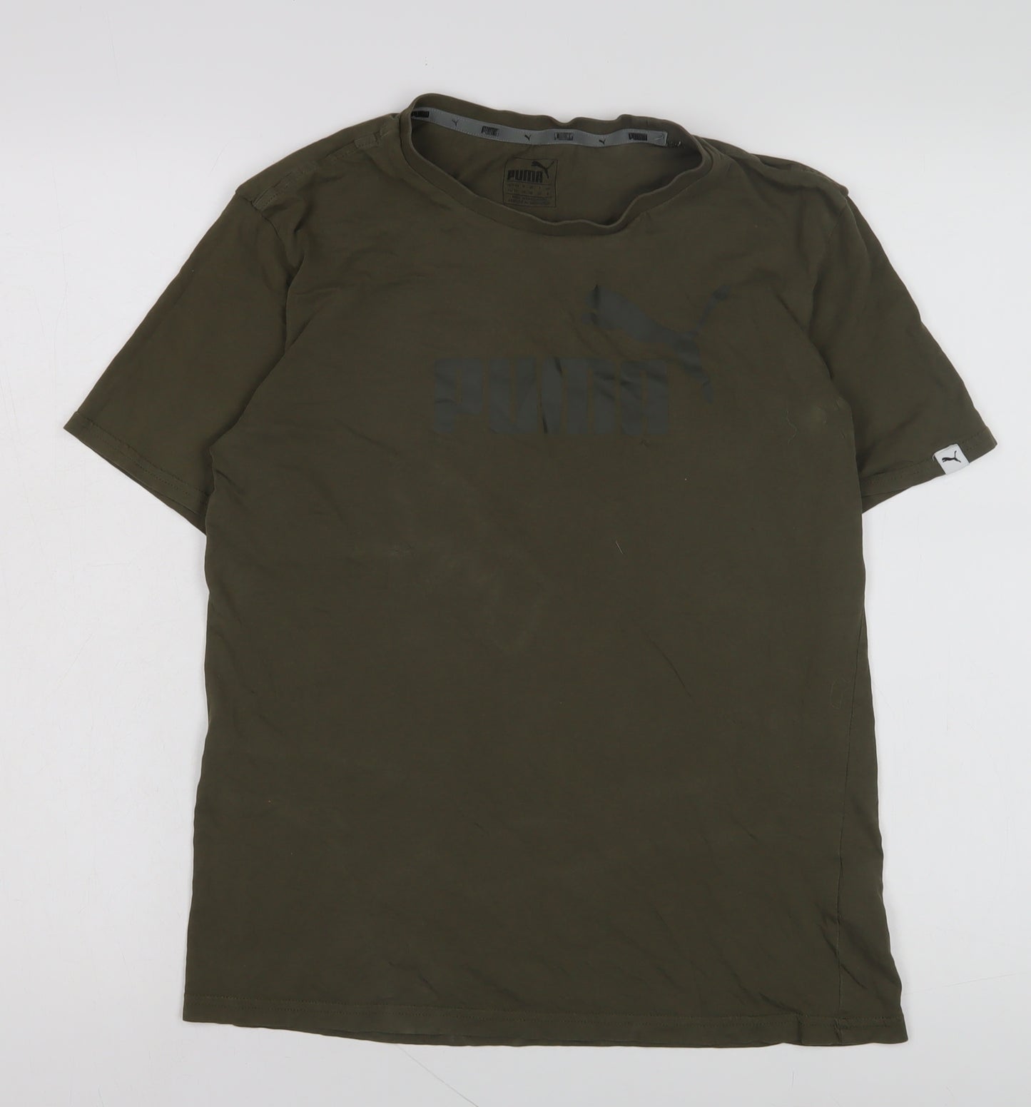 Puma Men's XS Green Cotton Crew Neck T-Shirt