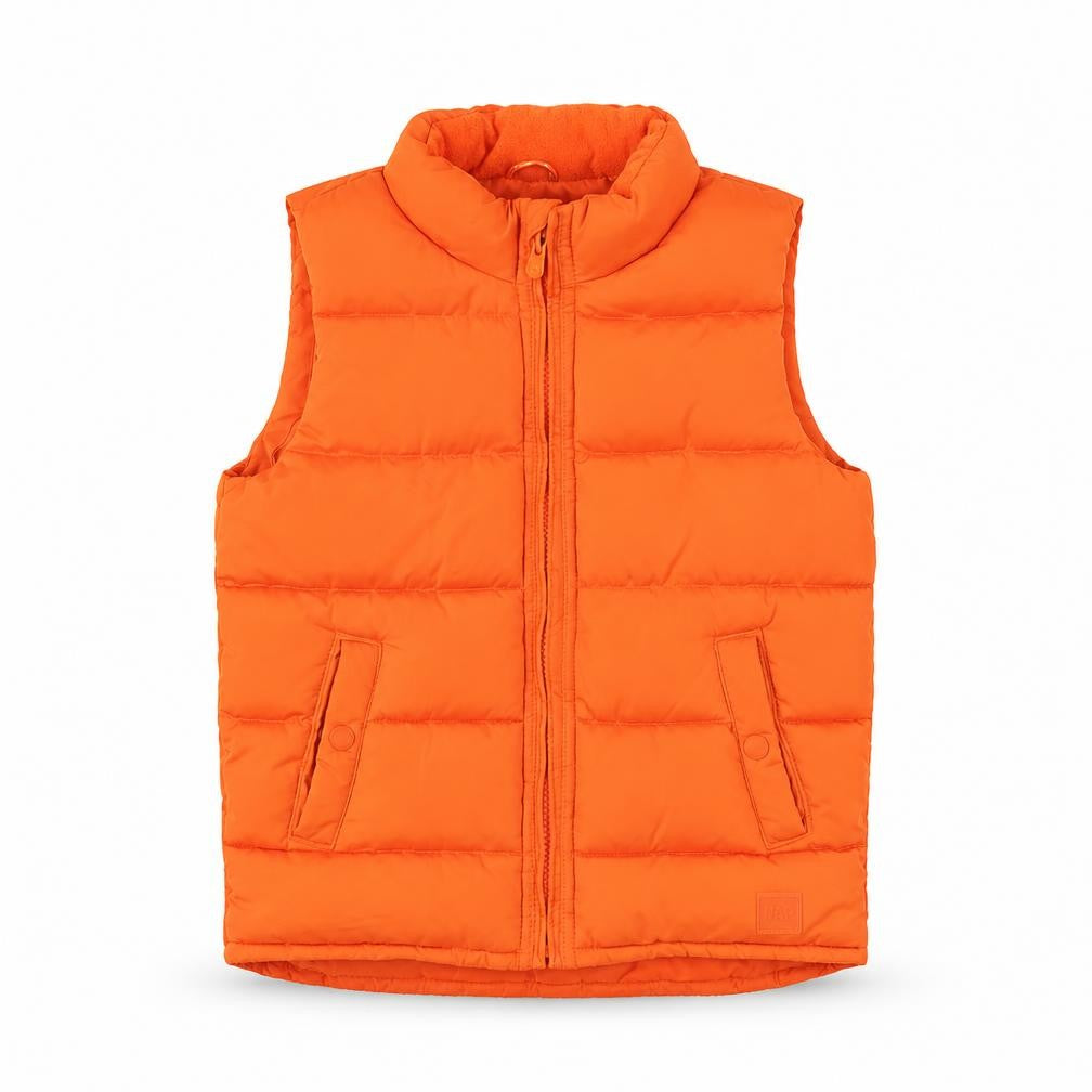 Front view of Gap boys’ orange puffer jacket 5 years polyester