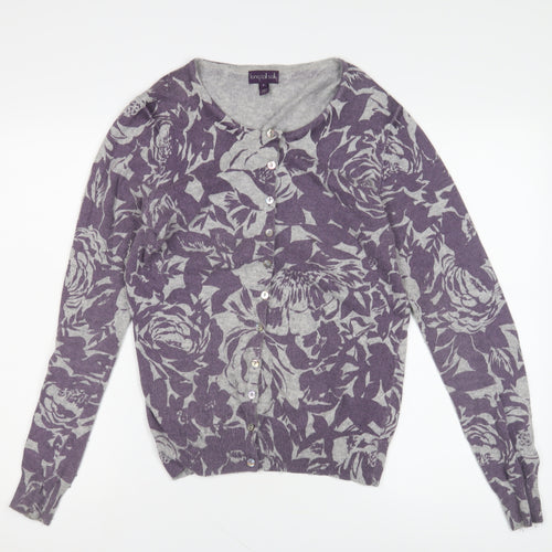 Long Tall Sally Women's Purple Floral Cardigan S