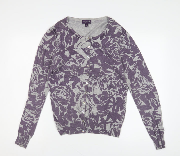 Long Tall Sally Women's Purple Floral Cardigan S