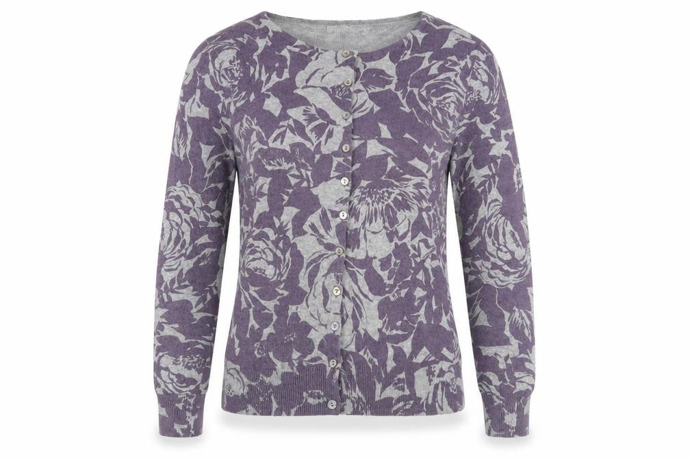 Long Tall Sally Women's Purple Floral Cardigan S
