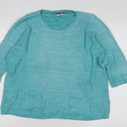 DASH Women's Blue Cotton Pullover Jumper Size 16
