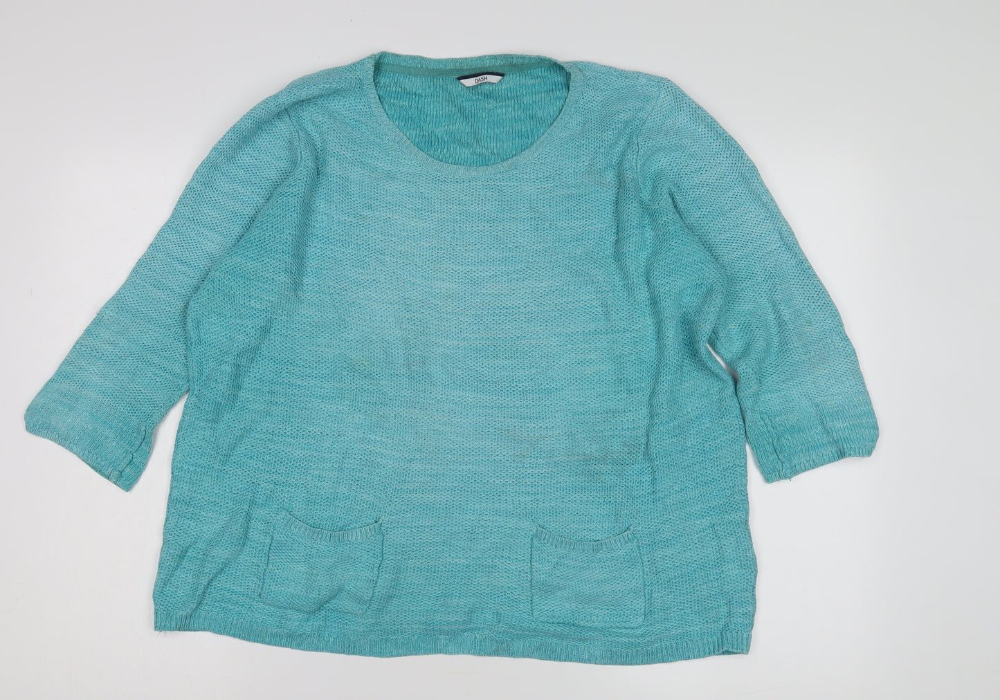 DASH Women's Blue Cotton Pullover Jumper Size 16