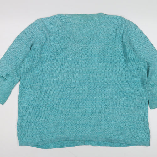 DASH Women's Blue Cotton Pullover Jumper Size 16