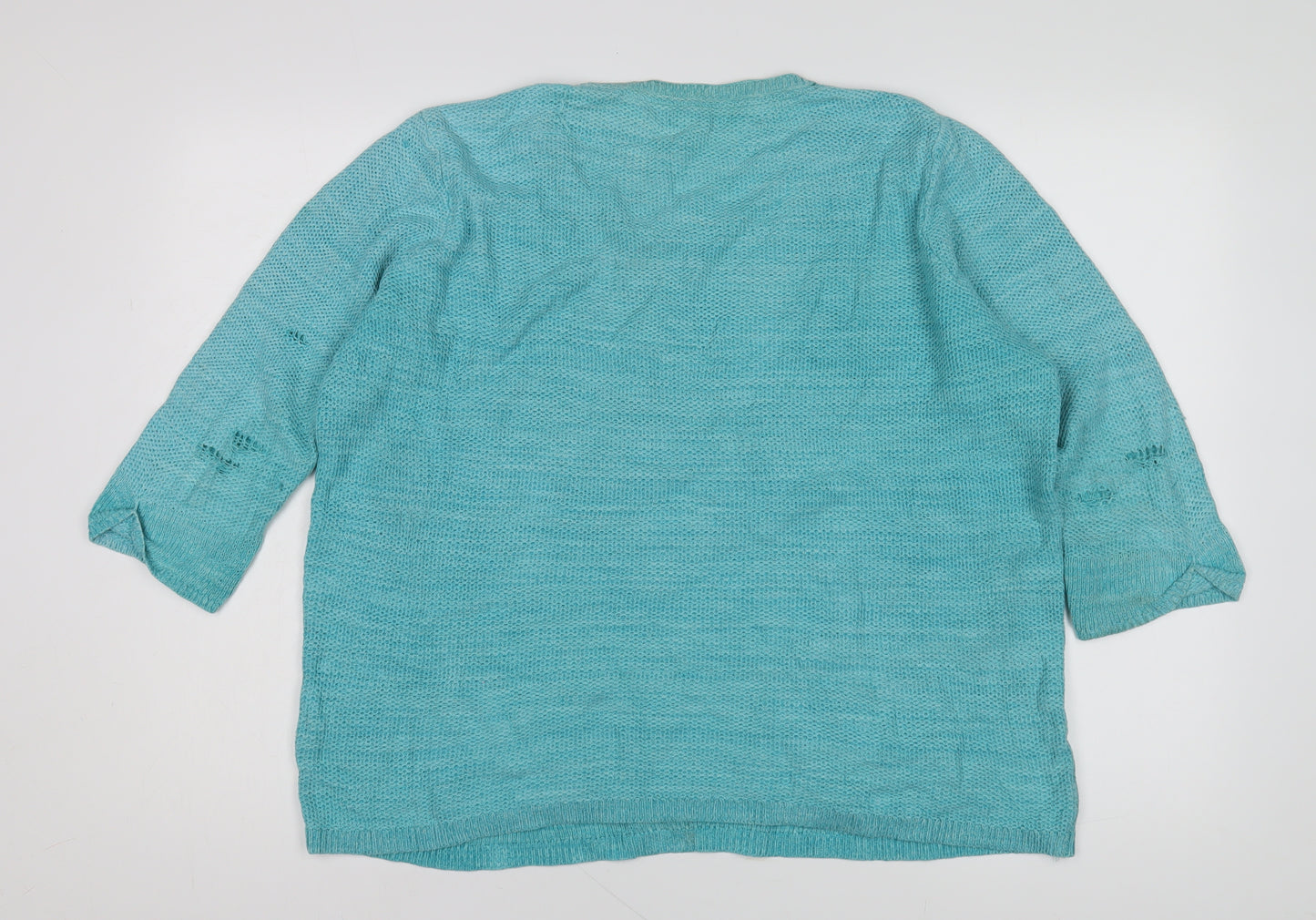 DASH Women's Blue Cotton Pullover Jumper Size 16