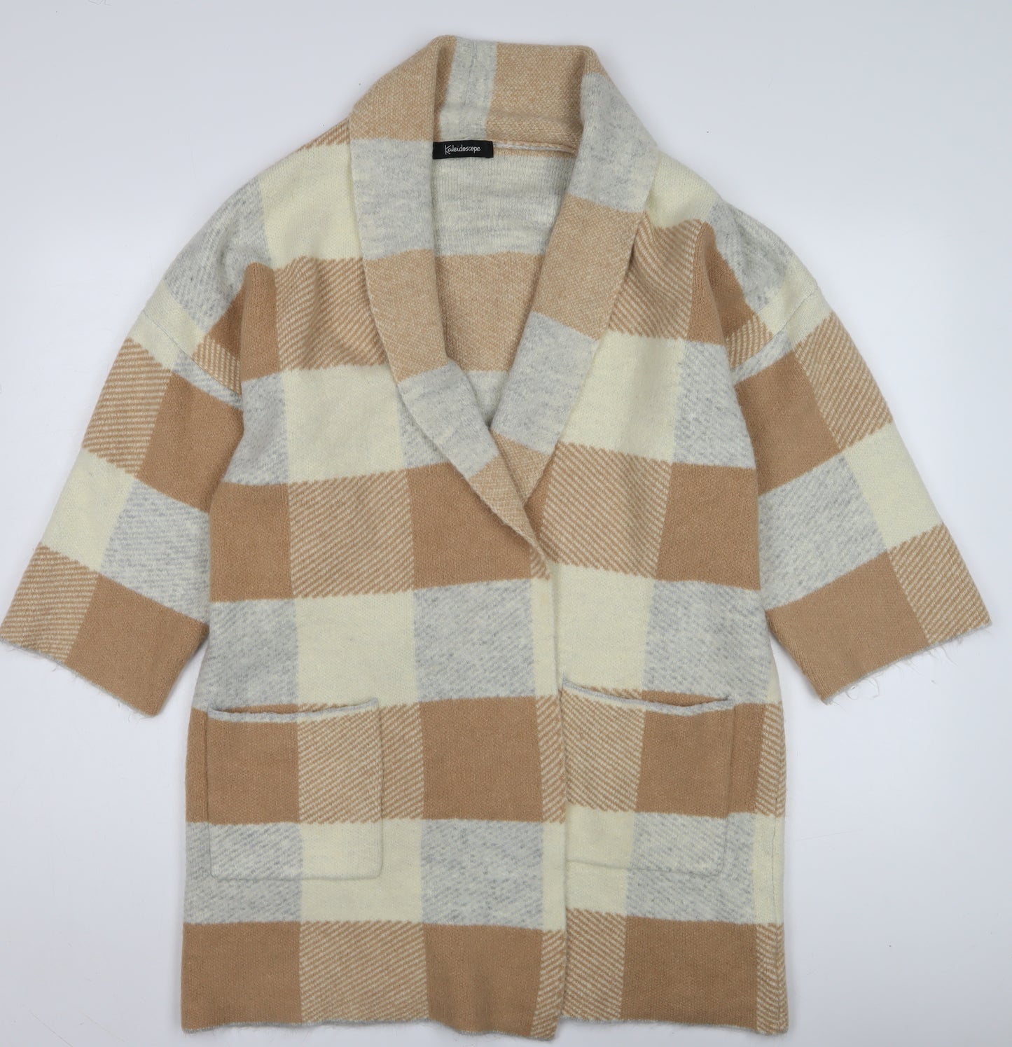 Kaleidoscope Women's Beige 3/4 Sleeve Cardigan Size 12