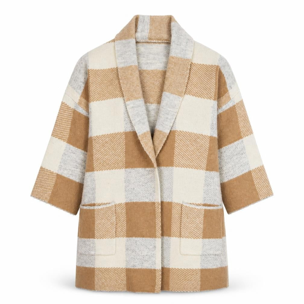 Kaleidoscope Women's Beige 3/4 Sleeve Cardigan Size 12