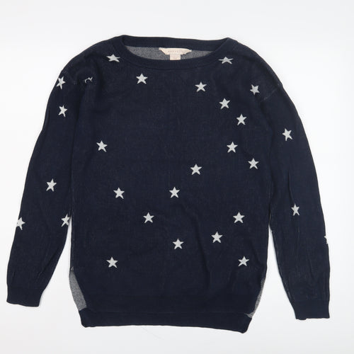 Mauvette Women's Blue Star Jumper, Size 8, Cotton Pullover