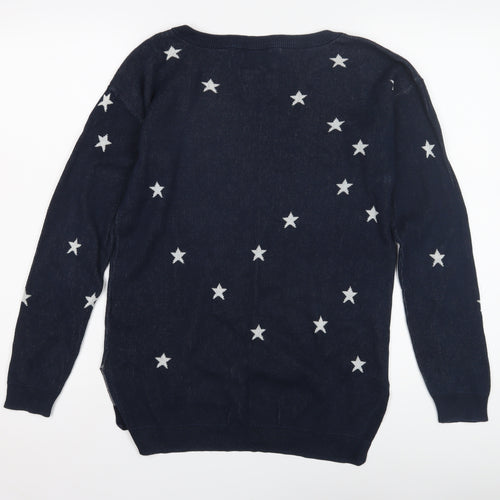 Mauvette Women's Blue Star Jumper, Size 8, Cotton Pullover
