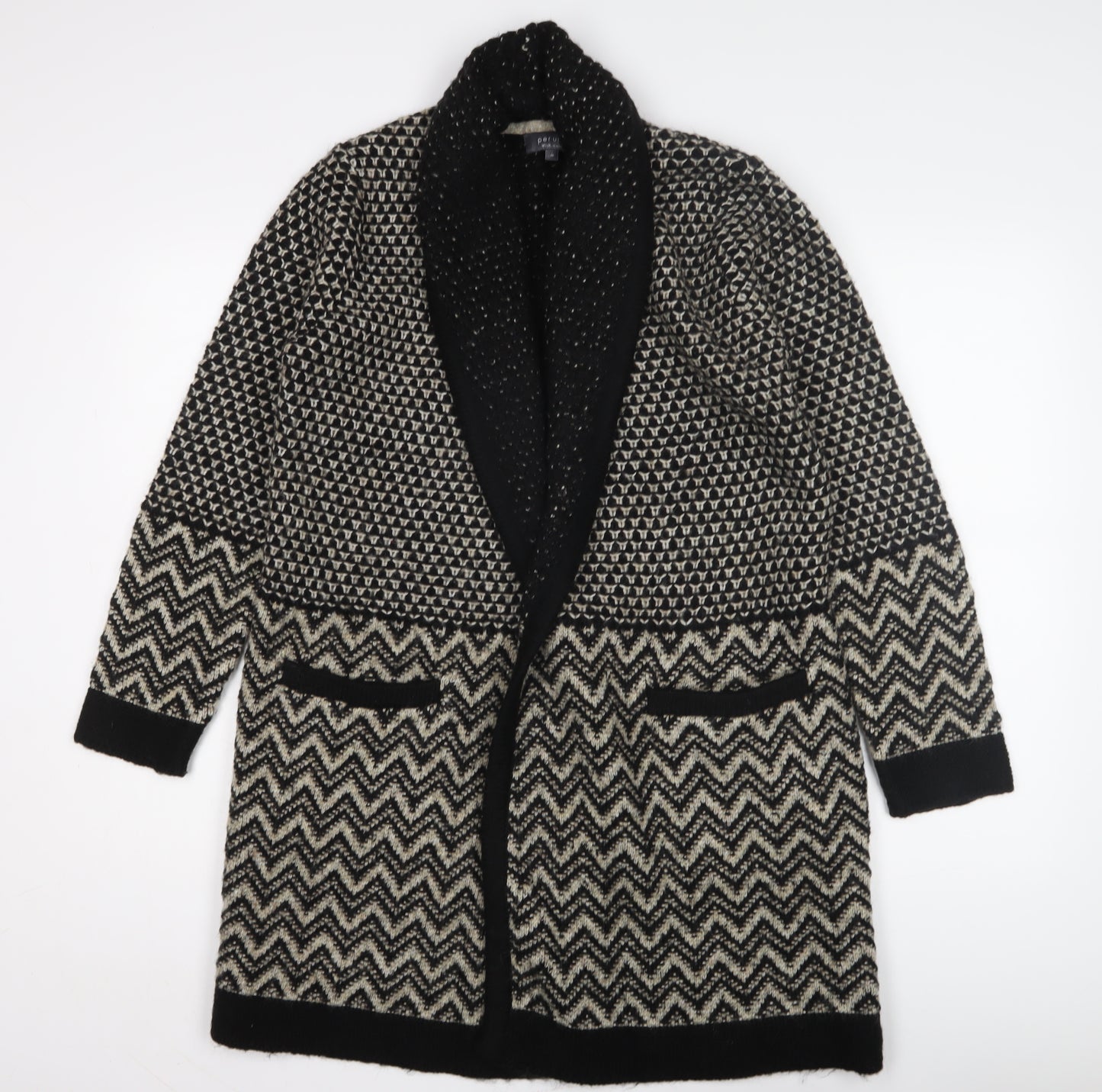 Marks and Spencer Women's Black Geometric Open Front Cardigan M