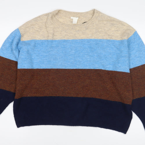 H&M Women’s Multicoloured Stripe Pullover Jumper - L