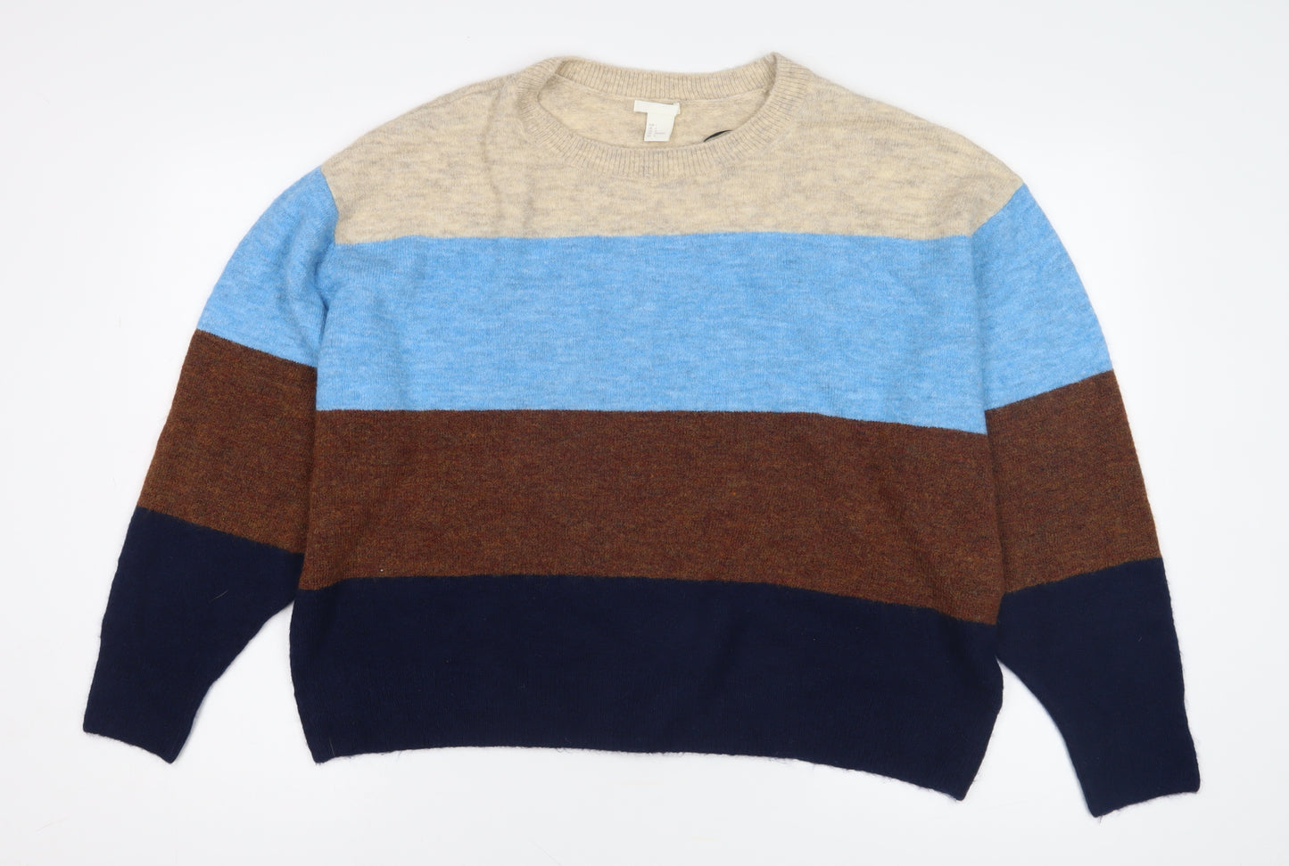 H&M Women’s Multicoloured Stripe Pullover Jumper - L