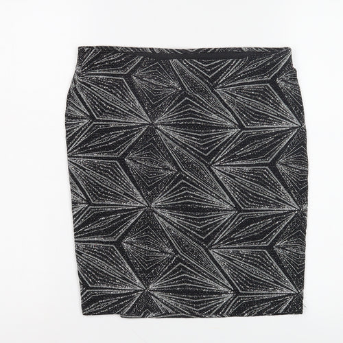 Women's Black Geometric Pencil Skirt M
