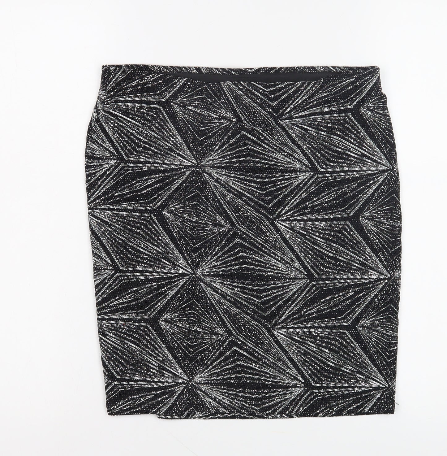 Women's Black Geometric Pencil Skirt M