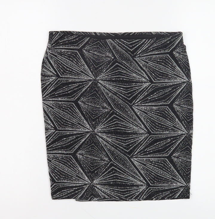 Women's Black Geometric Pencil Skirt M