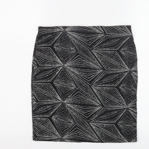 Women's Black Geometric Pencil Skirt M