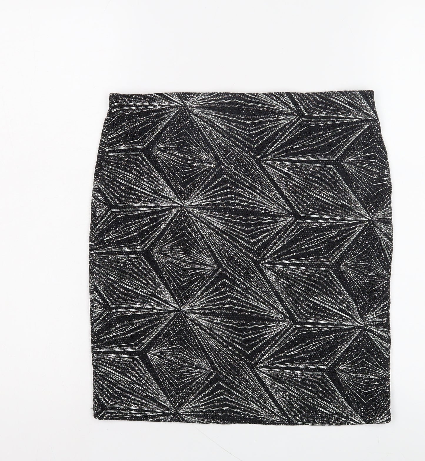 Women's Black Geometric Pencil Skirt M