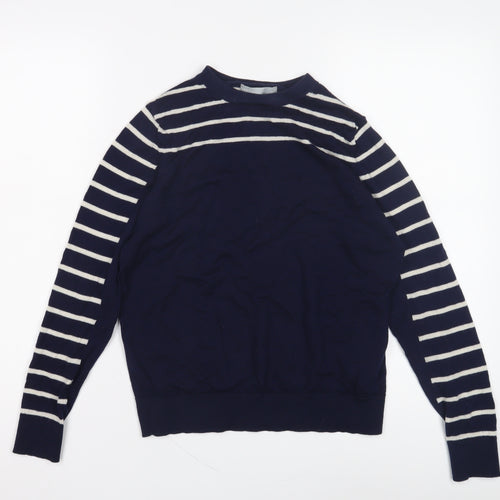 Marks and Spencer Women's Blue Striped Pullover Jumper