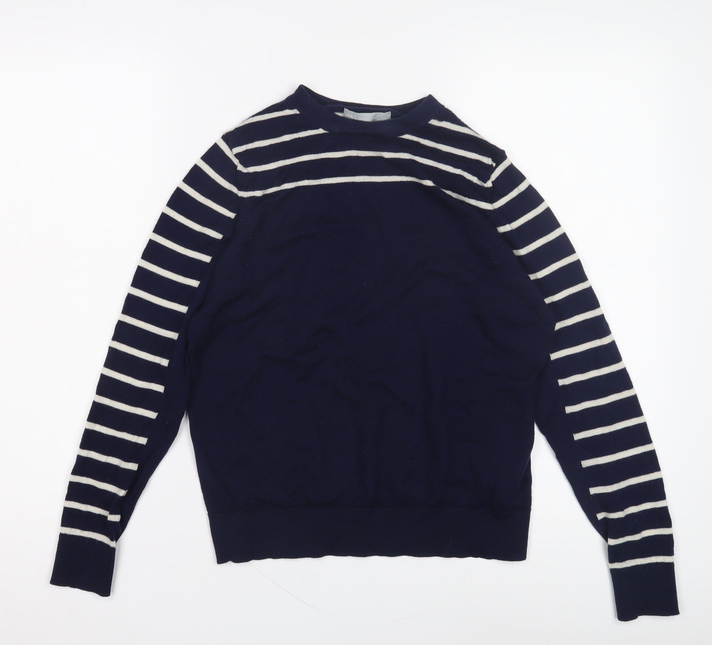 Marks and Spencer Women's Blue Striped Pullover Jumper