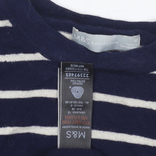 Marks and Spencer Women's Blue Striped Pullover Jumper