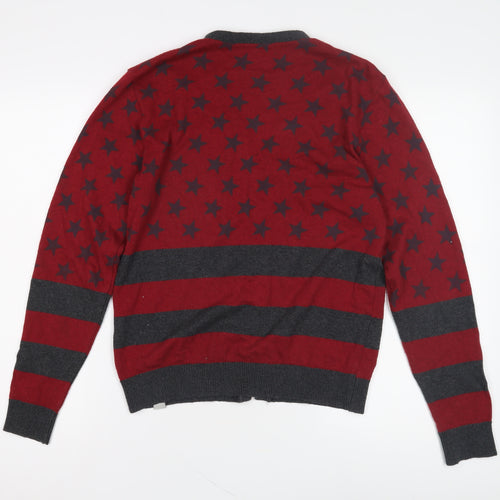 Vacant Men's Red Cardigan Jumper S Size Stars