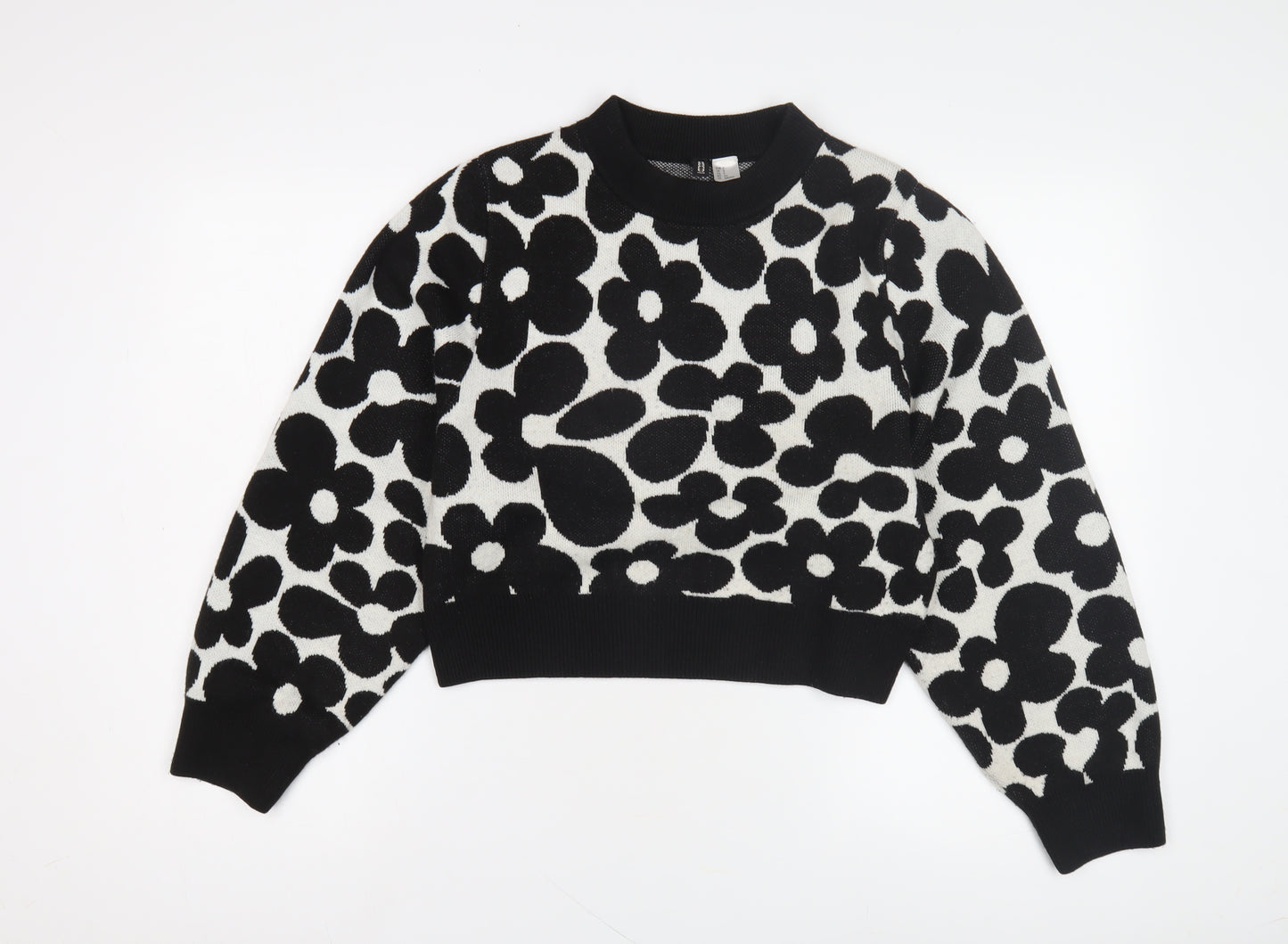 H&M Women's Black Floral Pullover Jumper, Size S