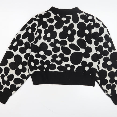 H&M Women's Black Floral Pullover Jumper, Size S