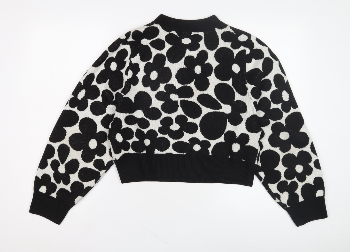 H&M Women's Black Floral Pullover Jumper, Size S