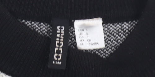 H&M Women's Black Floral Pullover Jumper, Size S