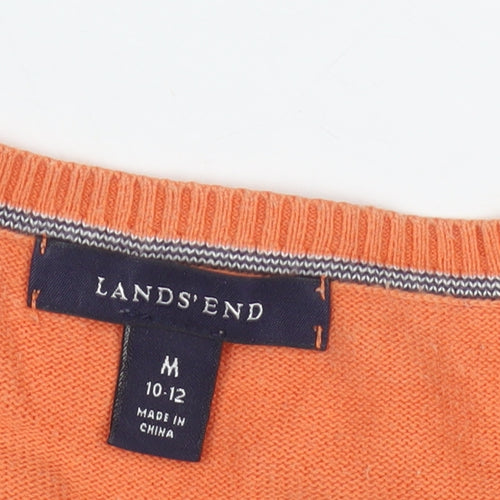 Lands' End Women's Orange Pullover Jumper M 3/4 Sleeve