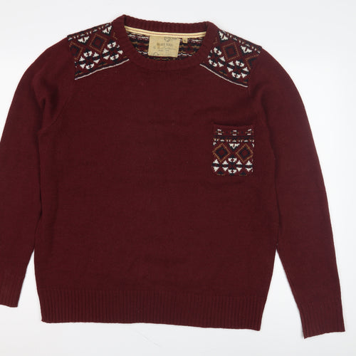 Brave Soul Men's Red XL Fair Isle Pullover Jumper