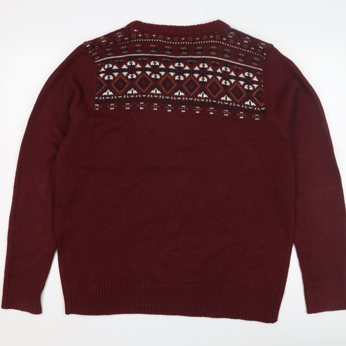 Brave Soul Men's Red XL Fair Isle Pullover Jumper