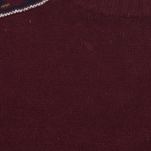 Brave Soul Men's Red XL Fair Isle Pullover Jumper