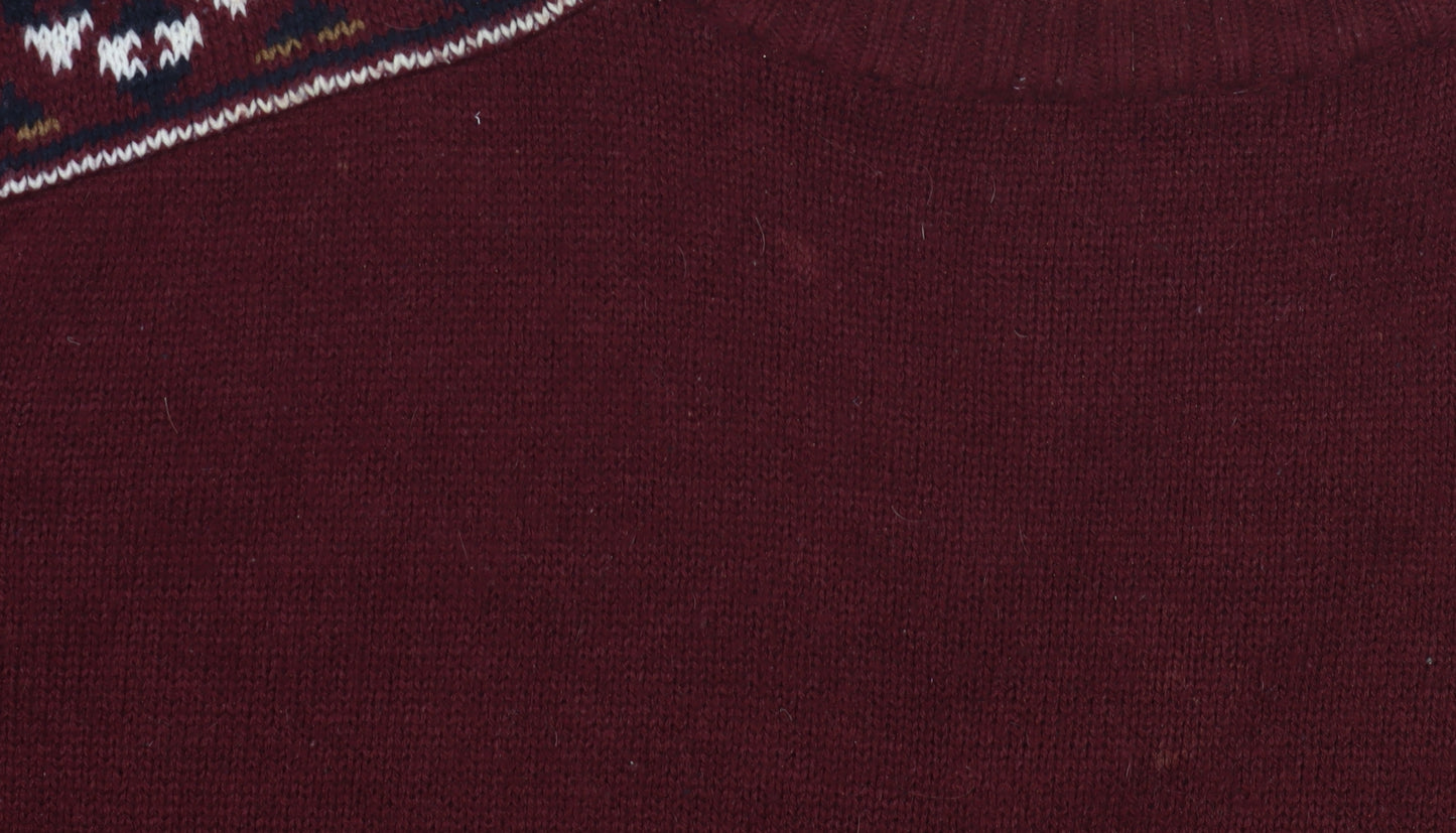Brave Soul Men's Red XL Fair Isle Pullover Jumper