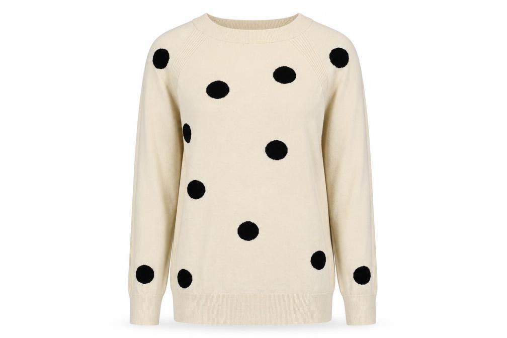 Front view of Next Women's Beige Polka Dot jumper, size 8