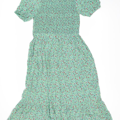 Marks and Spencer Women's Green Floral Dress Size 12
