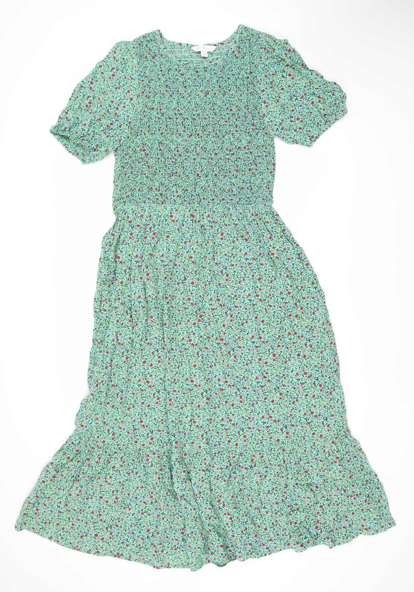 Marks and Spencer Women's Green Floral Dress Size 12