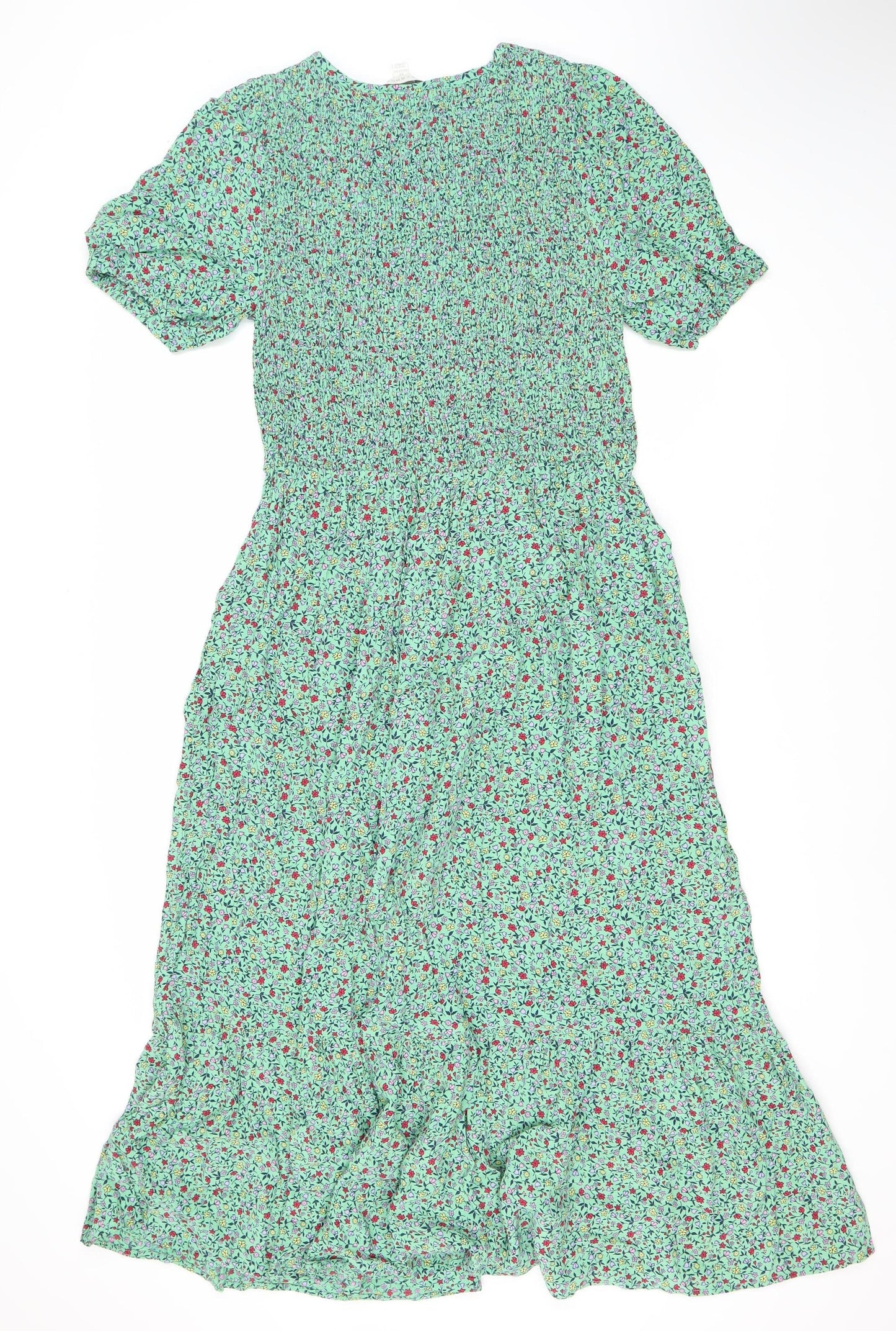 Marks and Spencer Women's Green Floral Dress Size 12