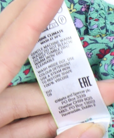 Marks and Spencer Women's Green Floral Dress Size 12