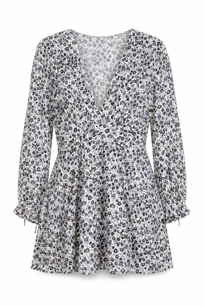 Front view of Zara Women's Multicoloured Animal Print A-Line Dress